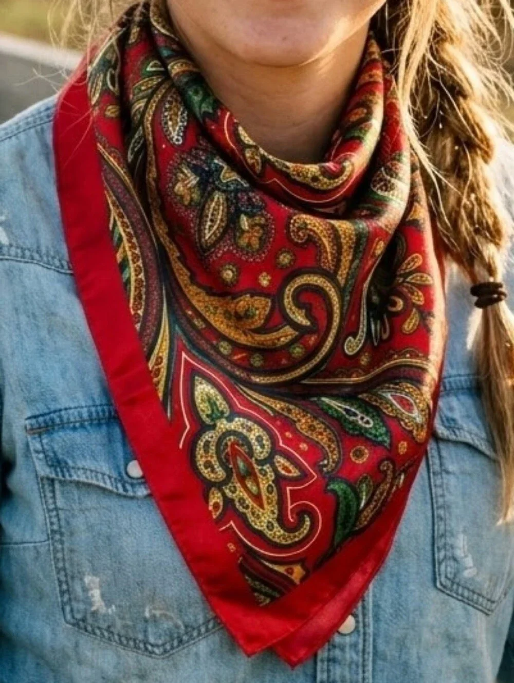 Rodeo Drive Red Paisley with Gold Wild Rag NWT